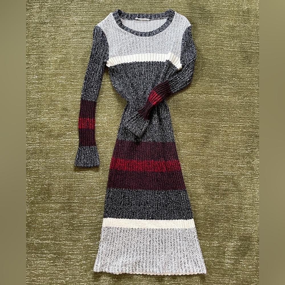 Striped Knit Long Sleeve Dress